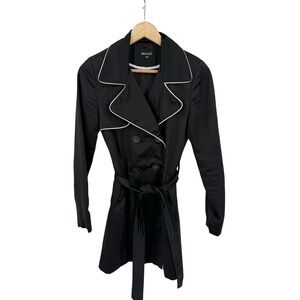 Wet Seal Trench Coat Women's M Y2K 90s Satin Retro Indie Boho Girly Relaxed